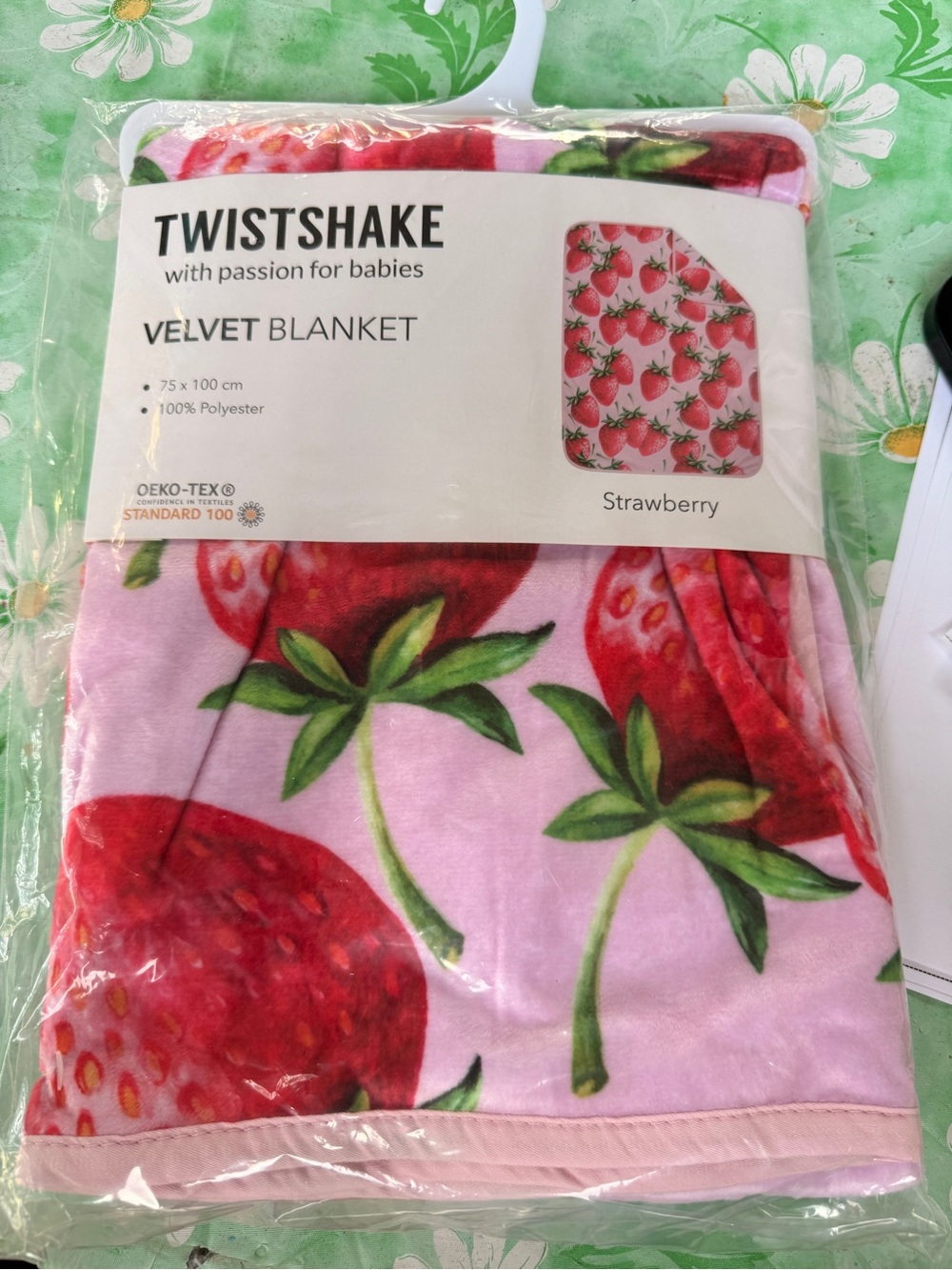 Strawberry Velvet Baby Blanket - Pink & Red
